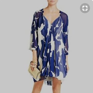 Blue & White Dvf Fluerette-blue Floral Printed Nig